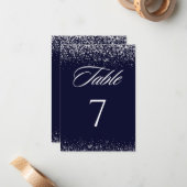 ネイビエレガントー結婚のテーブル番号カード ノートカード (正面/裏面インサイチュ)