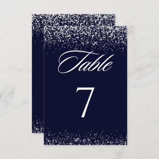 ネイビエレガントー結婚のテーブル番号カード ノートカード (正面/裏面)