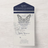 ネイビエレガントー結婚・ブルーの招待状 オールインワン招待状 (内側)