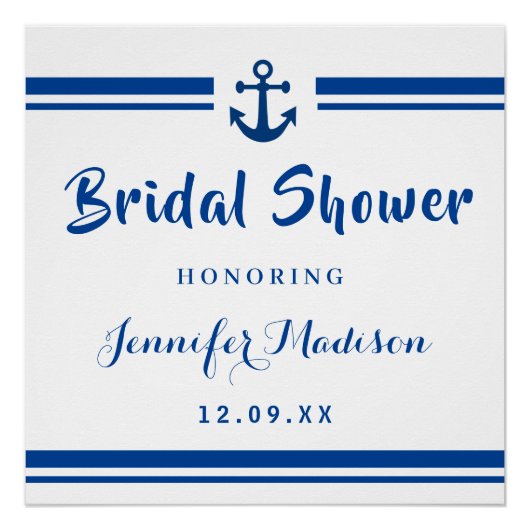 ネイビエレガントー航海のいかりブライダルシャワーポスター ポスター (正面)