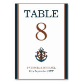 ネイビエレガントー航海のいかり結婚ズ テーブルナンバー (裏面)