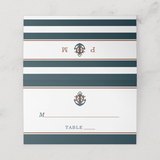 ネイビエレガントー航海のいかり結婚ズ プレイスカード (外部開封)