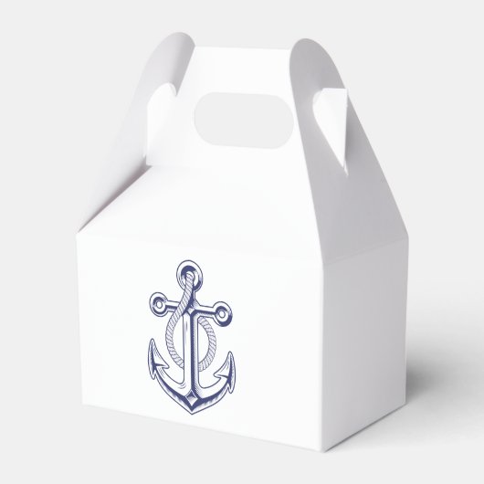 ネイビエレガントー航海のブルーいかりウェディングパーティー フェイバーボックス (正面サイド)
