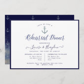 ネイビエレガントー航海のブルーいかりリハーサルディナー 招待状 (正面/裏面)