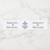 ネイビエレガントー航海のブルーいかり結婚ズ ペットボトルラベル (シングルラベル)