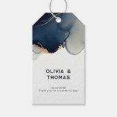 ネイビエレガントー航海のブルービーチ結婚式ありがとう ギフトタグ (正面)
