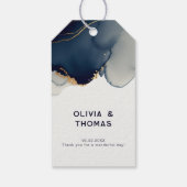 ネイビエレガントー航海のブルービーチ結婚式ありがとう ギフトタグ (裏面)