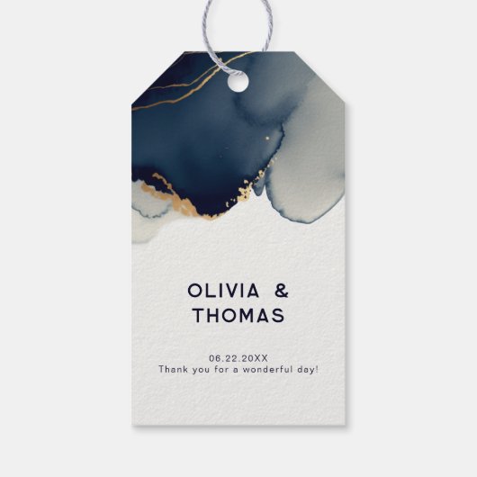 ネイビエレガントー航海のブルービーチ結婚式ありがとう ギフトタグ (裏面)