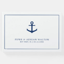 ネイビエレガントー航海のブルーホワイトいかり結婚ズ ゲストブック