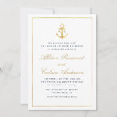 ネイビエレガントー航海のブルー結婚式招待状 招待状 (正面)