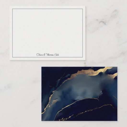 ネイビエレガントー航海のブルー金ゴールドビーチカップル ノートカード (正面/裏面)