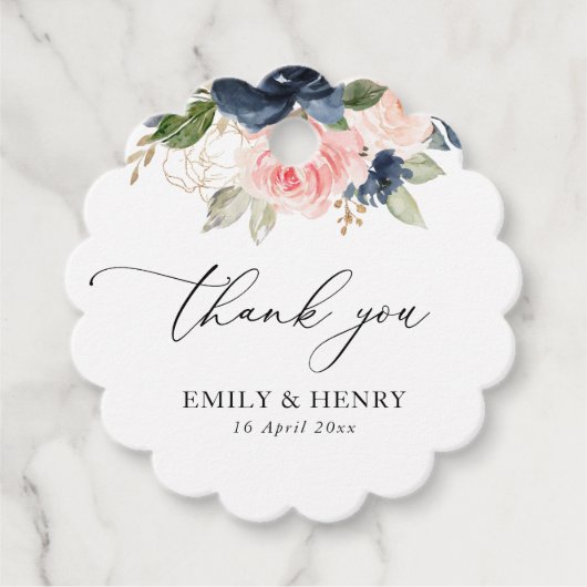 ネイビエレガントー赤面結婚のフローラは感謝していあなた フェイバータグ (正面)