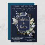 ネイビエレガントー金ゴールドクラシック結婚式招待状 招待状 (正面/裏面)