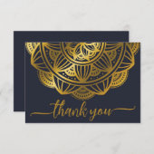 ネイビエレガントー金ゴールドマンダラサンキュー サンキューカード (正面/裏面)