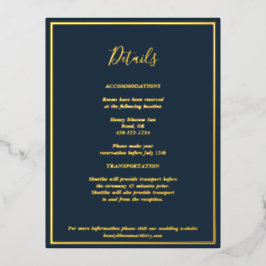 ネイビエレガントー金ゴールドモダン詳細エンクロージャカード 箔招待状ポストカード