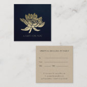 ネイビエレガントー金ゴールドロータスフローラギフト券 スクエア名刺 (正面/裏面)