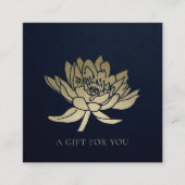 ネイビエレガントー金ゴールドロータスフローラギフト券 スクエア名刺 (正面)