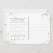 ネイビエレガントー金ゴールド卒業発表はがき 招待状 (裏面)