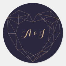 ネイビエレガントー金ゴールド幾何学的ハートフレ結婚ーム