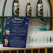 ネイビエレガントー金ゴールド結婚のフローラシグネチャードリンク