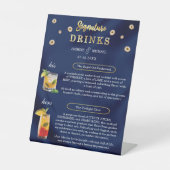 ネイビエレガントー金ゴールド結婚のフローラシグネチャードリンク 台座サイン (正面)