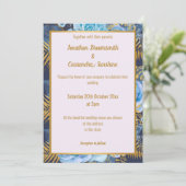 ネイビエレガントー金ゴールド薄紫結婚フローラ 招待状 (スタンド正面)