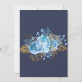 ネイビエレガントー金ゴールド薄紫結婚フローラ 招待状 (裏面)