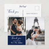 ネイビエレガントー2フォトコラージュ | サンキュー ポストカード (正面/裏面)
