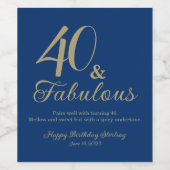 ネイビエレガントー40と素晴らしい誕生日パーティー ワインラベル (シングルラベル)