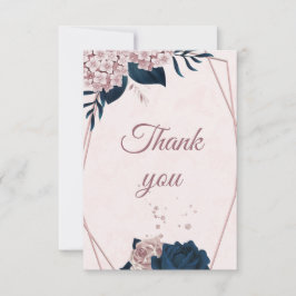ネイビエレガントー&ほこりっぽいバラの幾何感謝してい品 サンキューカード