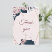ネイビエレガントー&ほこりっぽいバラの幾何感謝してい品 サンキューカード (スタンド正面)