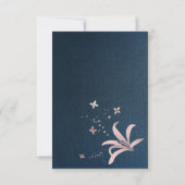 ネイビエレガントー&ほこりっぽいバラ植物花感謝してい品 サンキューカード (裏面)