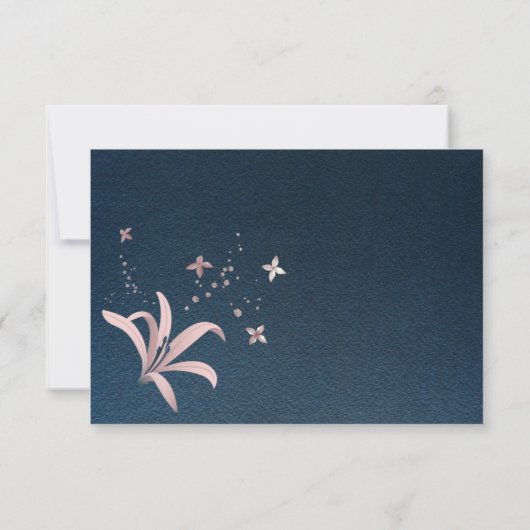 ネイビエレガントー&ほこりっぽいバラ花ボタニカルリース サンキューカード (裏面)