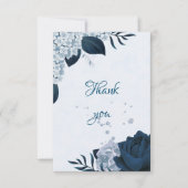 ネイビエレガントー&ほこりっぽい青い花の植物学 サンキューカード (正面)