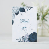 ネイビエレガントー&ほこりっぽい青い花の植物学 サンキューカード (スタンド正面)