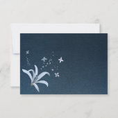 ネイビエレガントー&ほこりっぽい青い花の植物性リース サンキューカード (裏面)