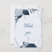 ネイビエレガントー&ほこりっぽい青い花感謝してい植物 サンキューカード (正面)