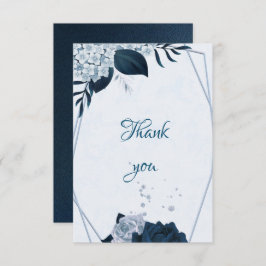ネイビエレガントー&ほこりっぽい青い花感謝してい植物 サンキューカード