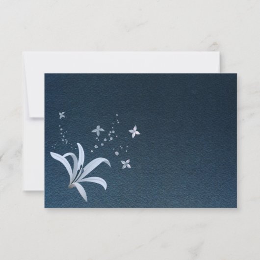 ネイビエレガントー&ほこりっぽい青い花感謝してい植物 サンキューカード (裏面)