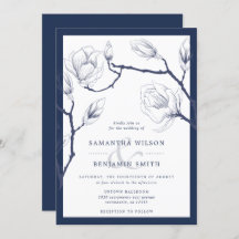 ネイビエレガントー・アンド・ホワイト・フローラ結婚ズ