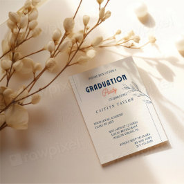 ネイビエレガントー&コーラル卒業パーティー招待状 招待状