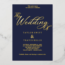 ネイビエレガントー&ゴールドフォイル結婚ズ 箔招待状