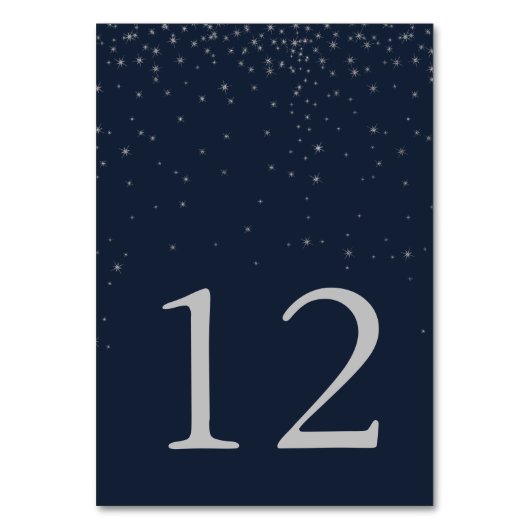 ネイビエレガントー&シルバーの落ち結婚つ星の数 テーブルナンバー (正面)
