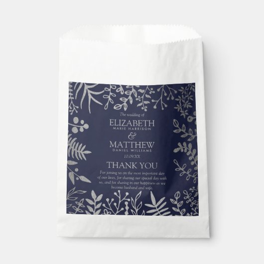 ネイビエレガントー&シルバーフローラズ結婚コレクション フェイバーバッグ (正面)