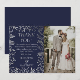 ネイビエレガントー&シルバーフローラ結婚の写真 サンキューカード