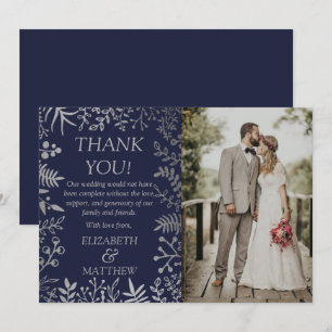 ネイビエレガントー&シルバーフローラ結婚の写真 サンキューカード
