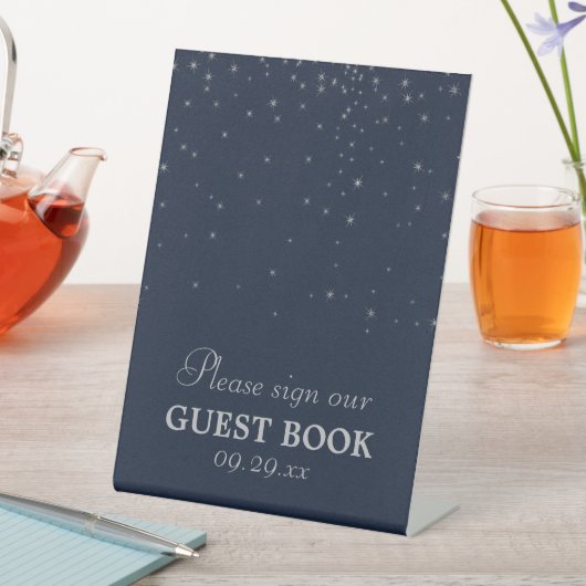 ネイビエレガントー&シルバー落下スター結婚ズ 台座サイン (インサイチュ)