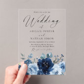 ネイビエレガントー&ダスティブルーウォーター結婚カラー アクリル招待状 (インサイチュ (ポータブル))
