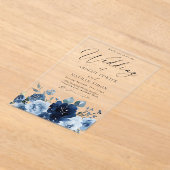 ネイビエレガントー&ダスティブルーウォーター結婚カラー アクリル招待状 (レイダウン)