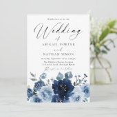 ネイビエレガントー&ダスティブルーウォーター結婚カラー 招待状 (スタンド正面)